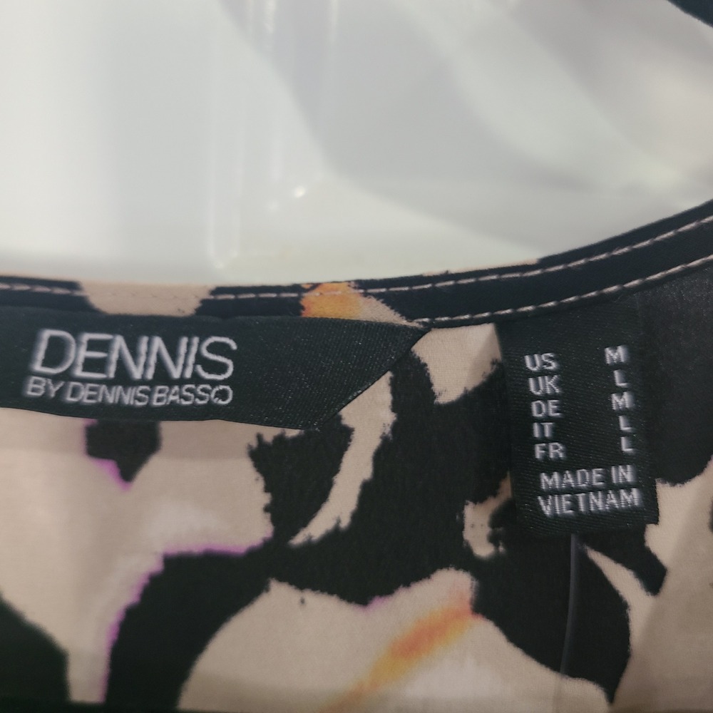 Dennis Basso Abstract Animal Print Beaded V-Neck Top Womens Medium - Picture 2 of 16